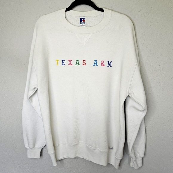 Vtg Russell Athletic Texas A&M‎ Womens Sweatshirt XL White Colorful Rare Aggies - Picture 1 of 13